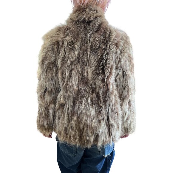 Vintage 1970s J.Fox Boston Genuine Raccoon Fur Coat Car Length Pockets Brown - Picture 4 of 12